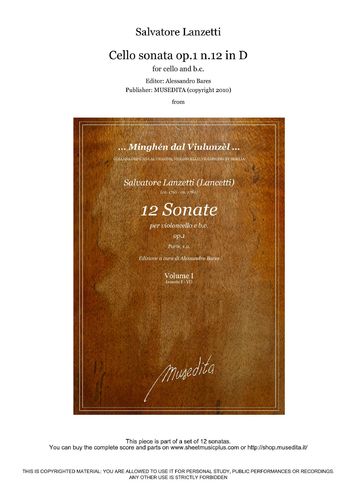 S.Lanzetti - Cello sonata op.1 n.12 in D