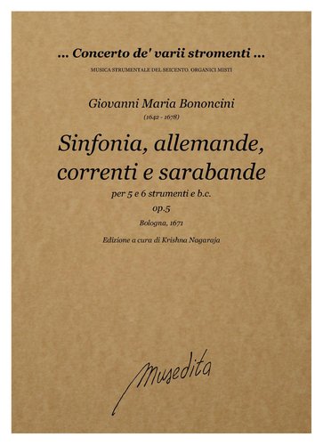 G.M.Bononcini - Sinfonia, allemande, correnti, sarabande a 5 e a 6 op.5 (Bologna, 1671)