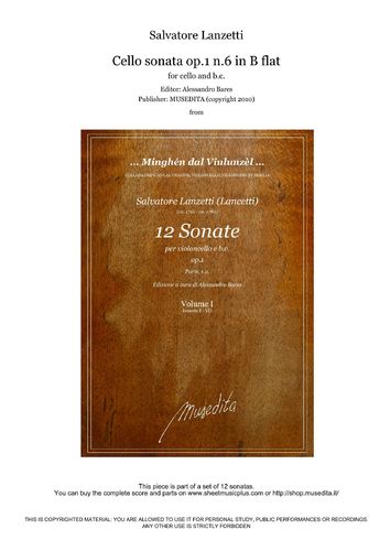S.Lanzetti - Cello sonata op.1 n.6 in B flat
